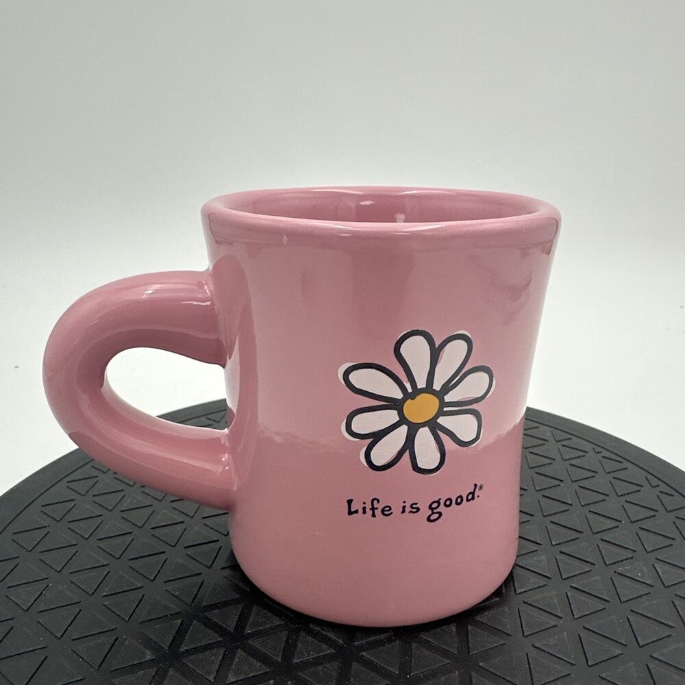 Life is Good Pink Daisy Coffee Mug EUC